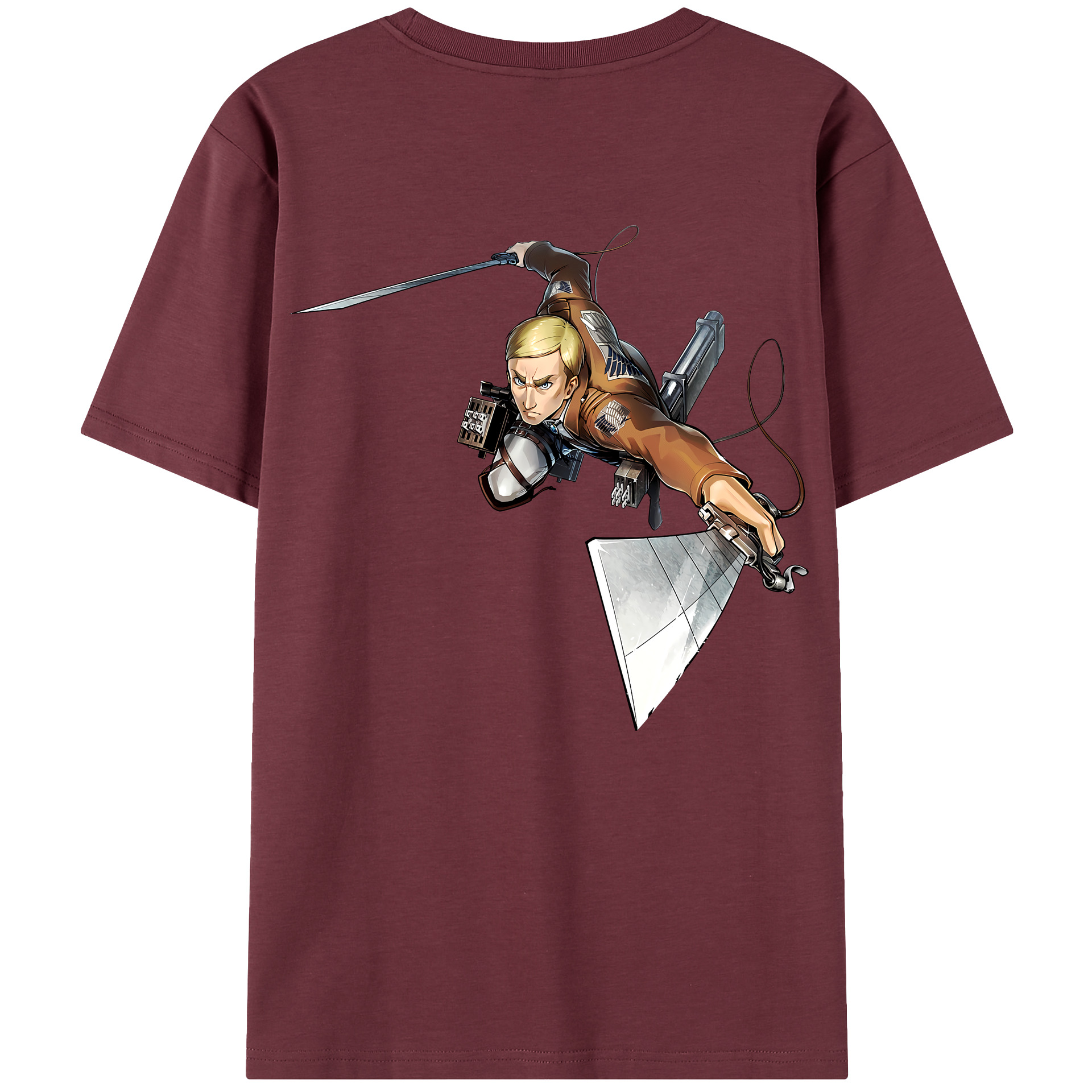 （画像用） 進撃の巨人 エルヴィン・スミス Attack on Titan Erwin Smith 綿100％半袖Tシャツ（背面プリント）